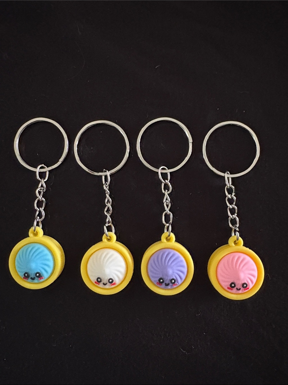 Cute Set Of 4 Mini Dumpling Bag Charm Keychains - Assorted Colors